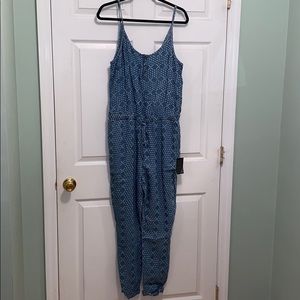 Blue denim Jumpsuit with white print design